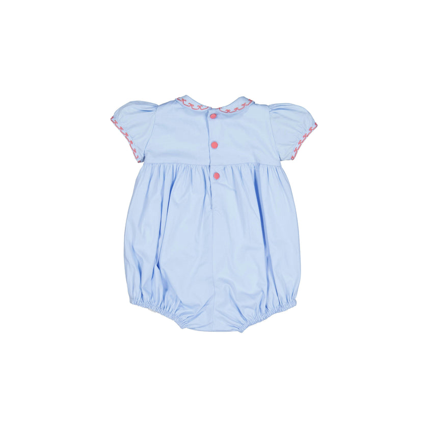 Princess Charlotte Sky Blue Smocked Baby Romper