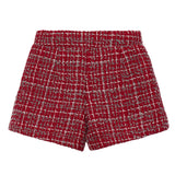 Red Tweed Button Shorts