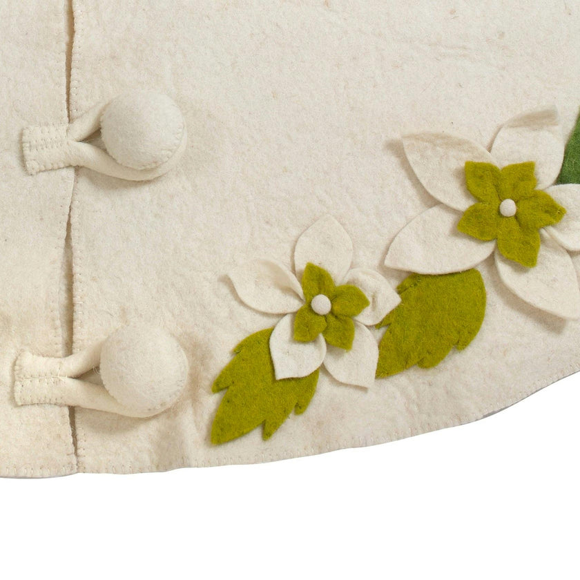Handmade Christmas Tree Skirt Felt - Greenery Border Cream - 36"/60"/72" Arcadia Home