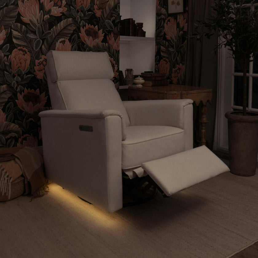 Willa Pro Power Glider Recliner w/ Power Lumbar in Performance Cream Eco-Weave