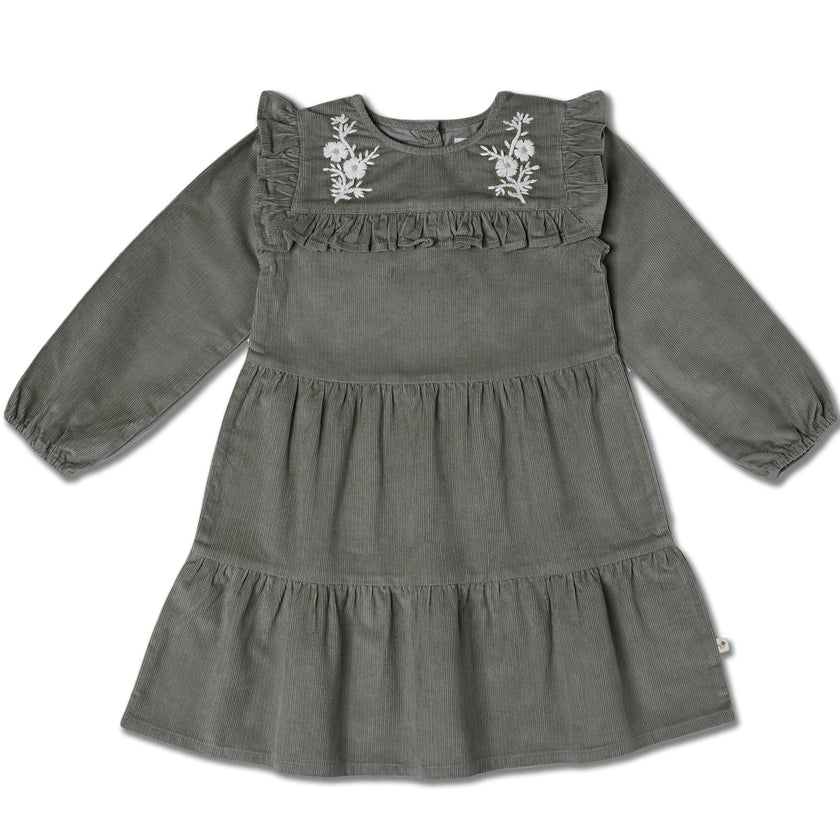 Organic Embroidered Corduroy Dress