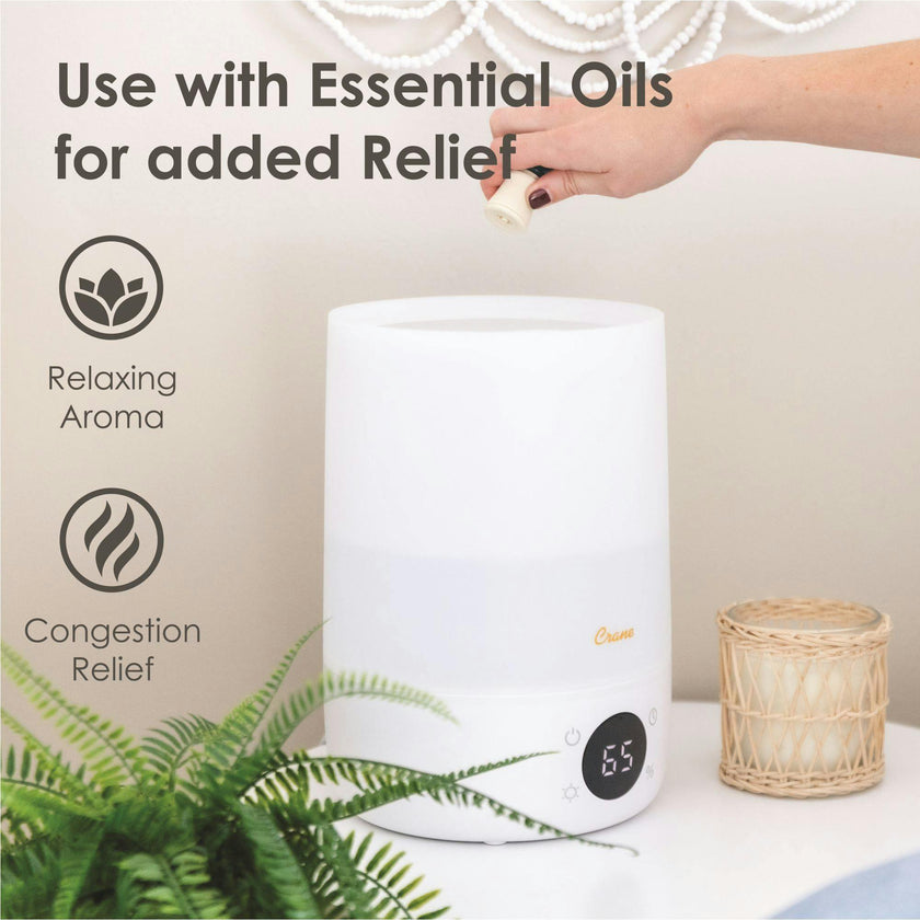 Top Fill Cool Mist Humidifier – 1.2 Gallon with Sleep Support Light & Essential Oil Tray