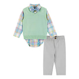 Infant Plaid Poplin and Sweater Vest Set