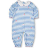 Stripe Knit Longall With Embroidered Flowers