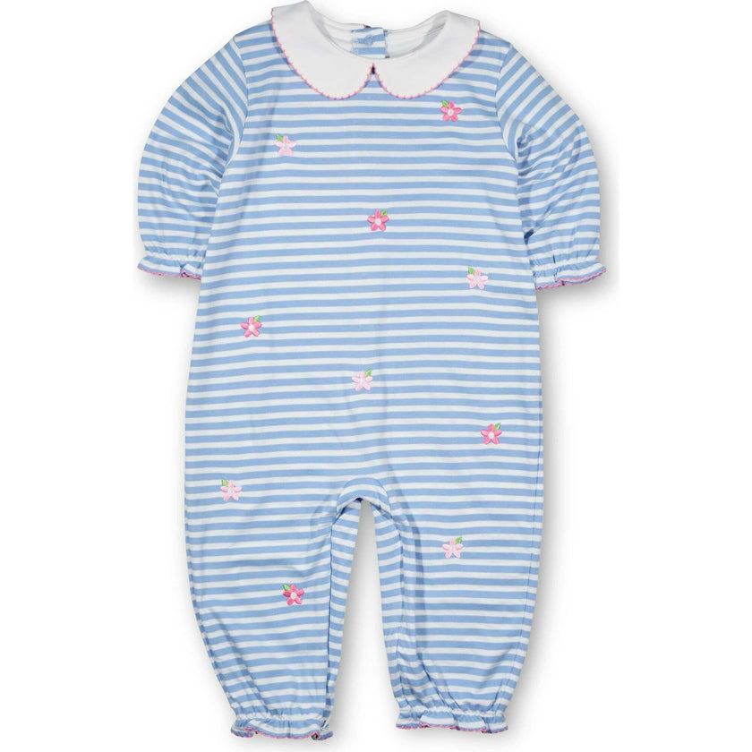 Stripe Knit Longall With Embroidered Flowers