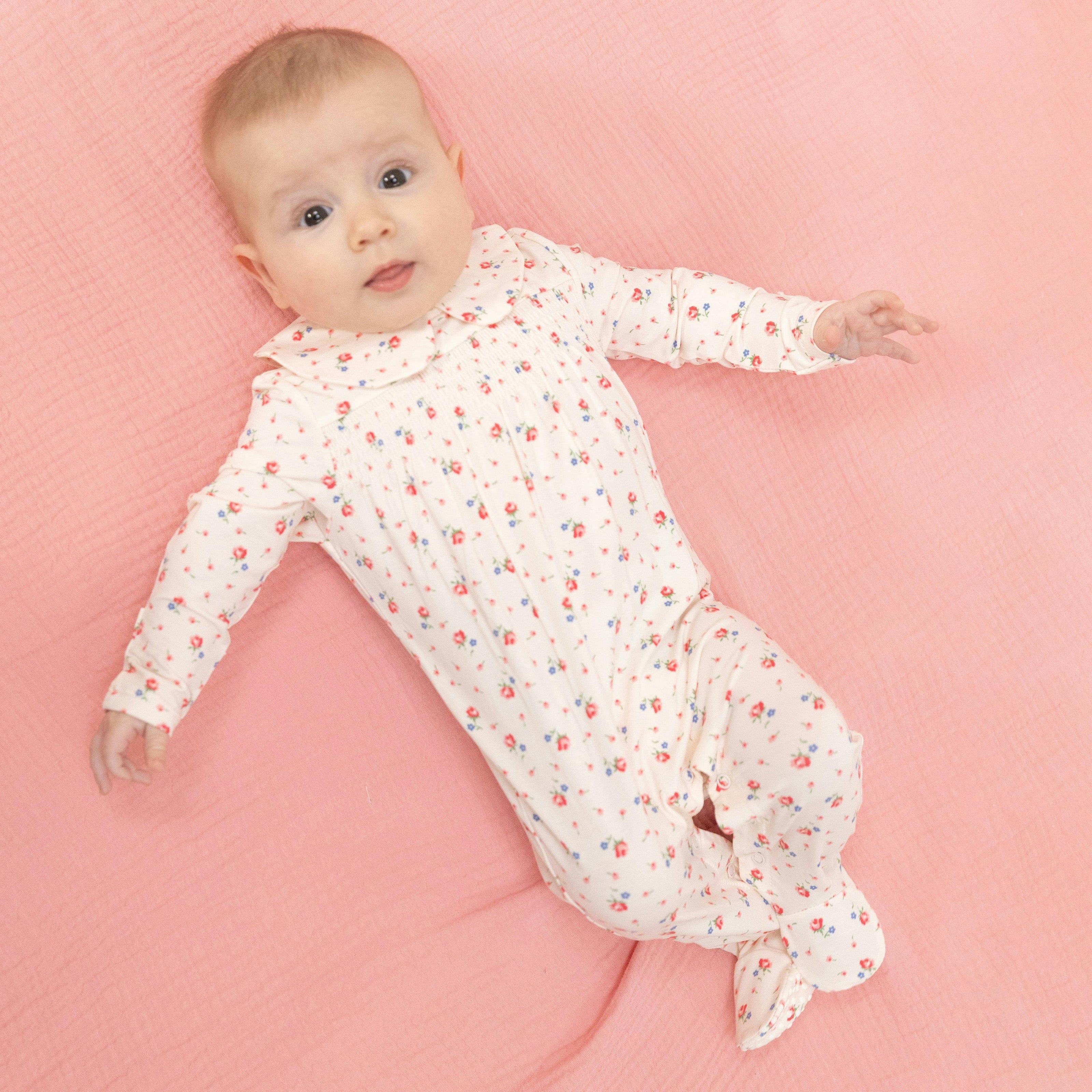Joli Rosette - Smocked Peter Pan Snap Footie