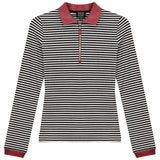 Stripped Ribbed Zipper Henley Tee