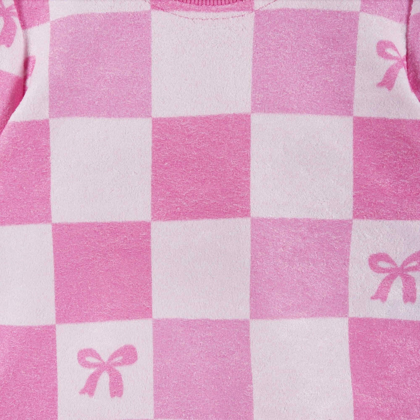 Infant Girls Terry Set | Checkered Bow