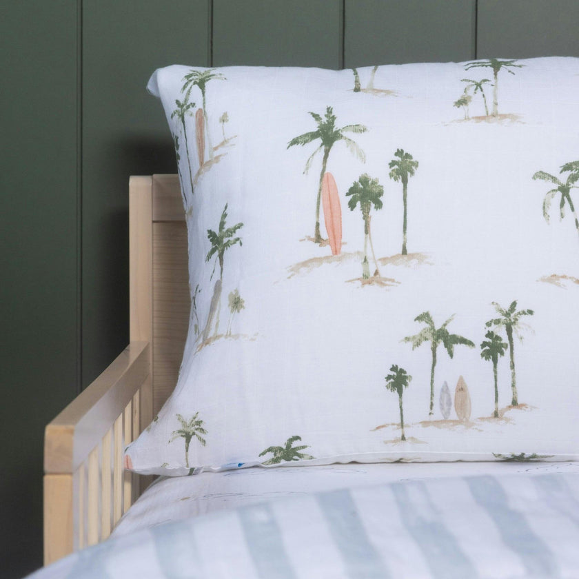 Cotton Muslin Pillowcase 2 Pack - Palm Paradise