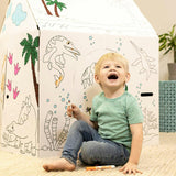 Cardboard Coloring Playhouse House - Kids Art & Craft for Indoor & Outdoor Fun