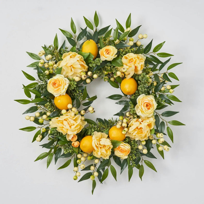 Lemonade Peony & Lemon Everyday Spring Summer Front Door Wreath