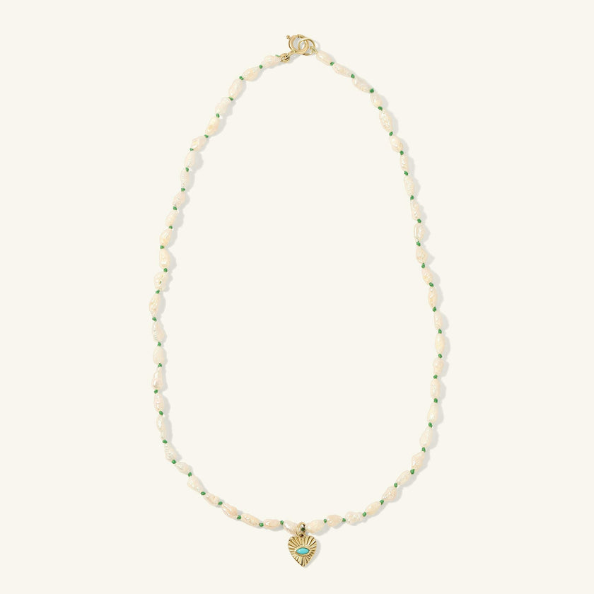 Heshi Pearl Necklace with Turquoise Heart