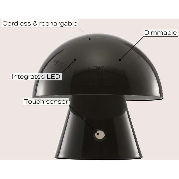 Porcini 7" Contemporary Bohemian Rechargeable/Cordless Iron Integrated LED Mushroom Table Lamp