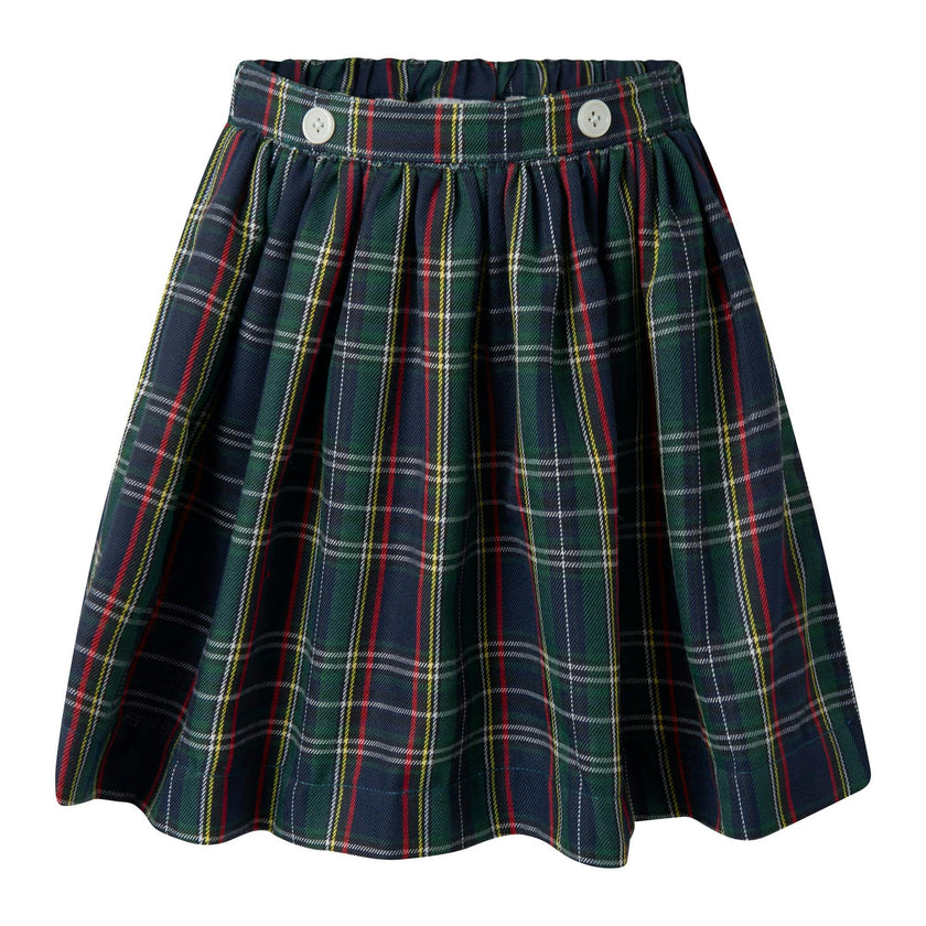 Navy Check Skirt & Blouse Set