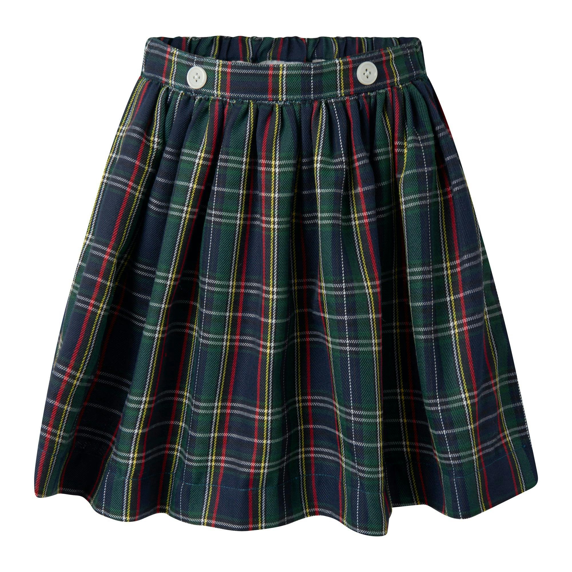 Navy Check Skirt & Blouse Set