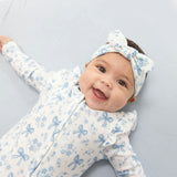 Blue Bows and Flowers - Knot Headband