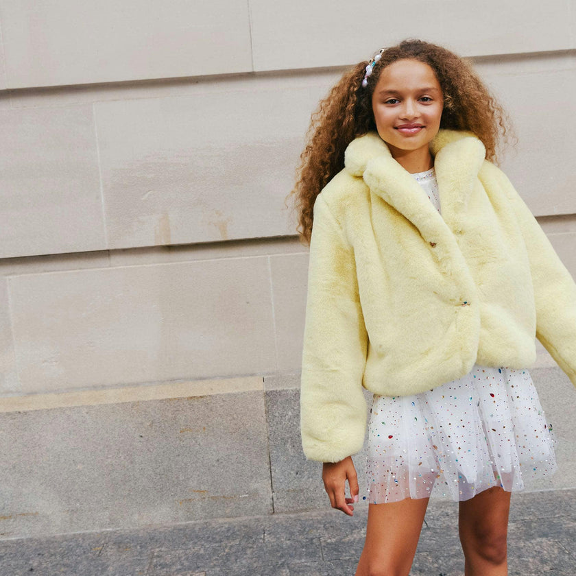 Little Miss Sunshine Faux Fur Jacket