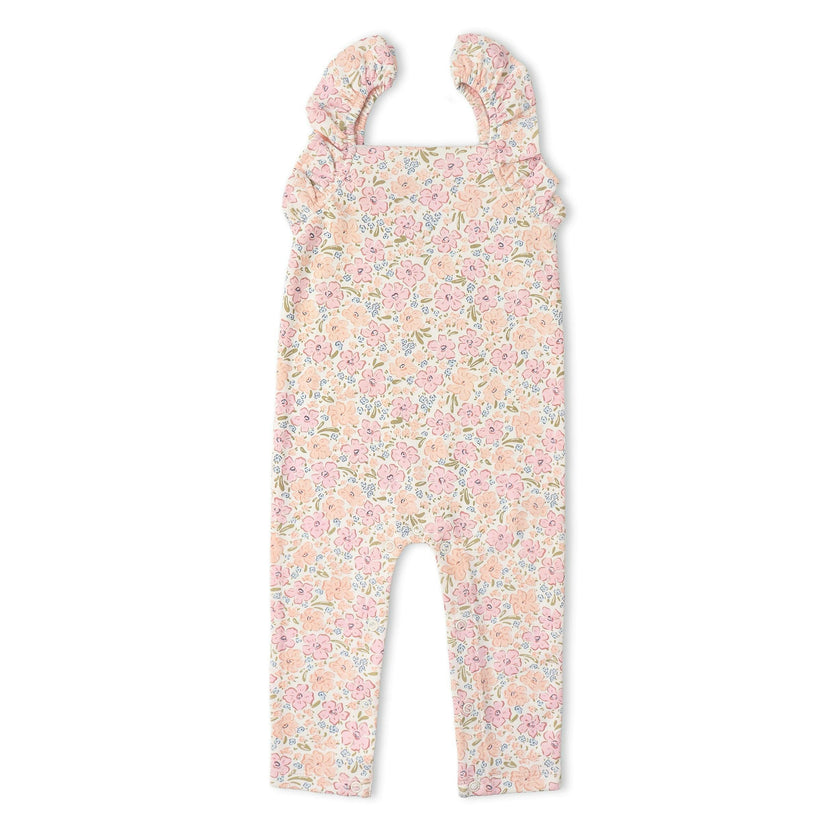 Organic Flutter Romper - Peony