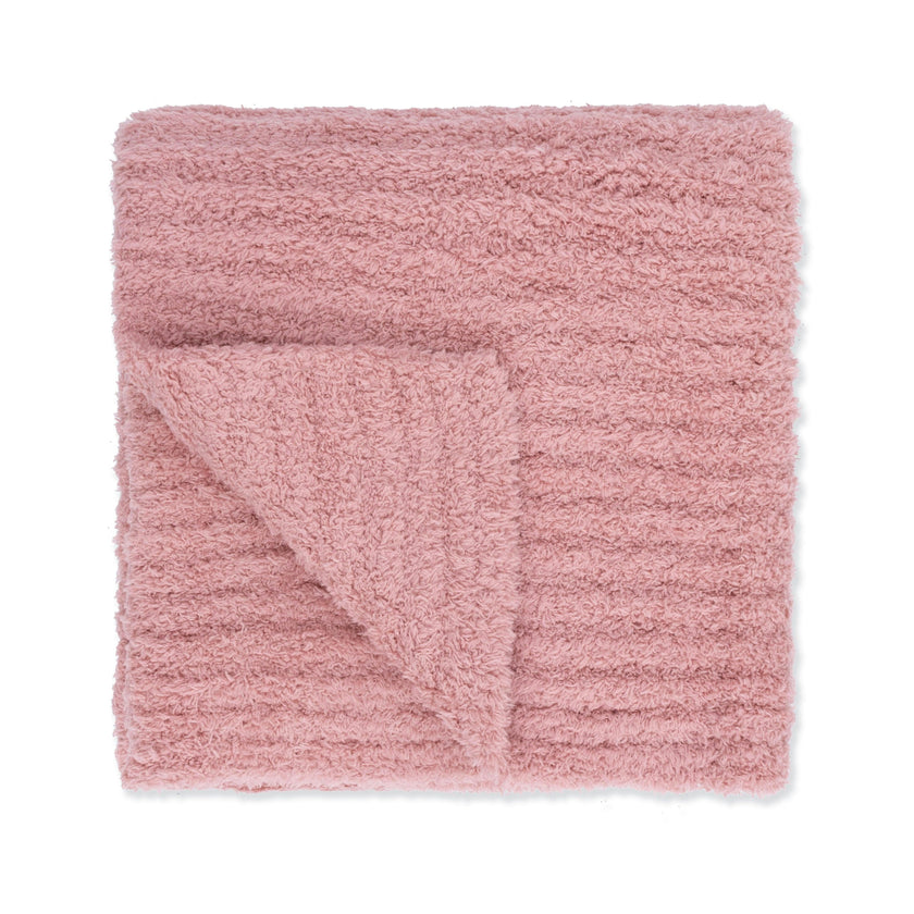 Chenille - Rose Blanket with Striped Texture