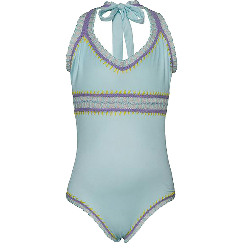 Rainbow Embroidered Waist One-Piece, Blue