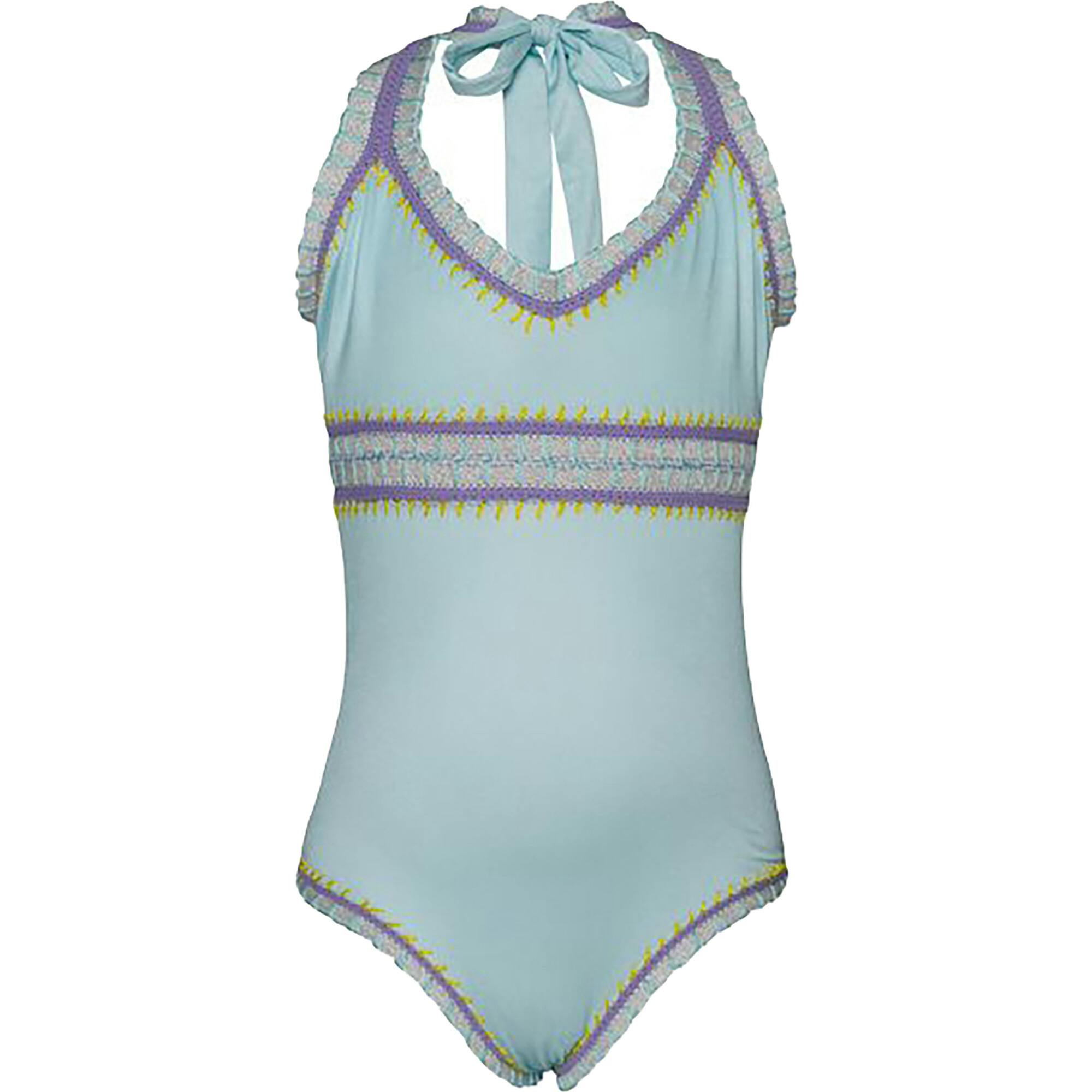 Rainbow Embroidered Waist One-Piece, Blue