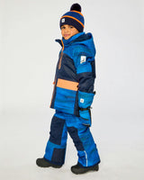 Two Piece Play Snowsuit Navy Blue and Orange with Blue Pants
