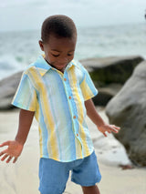 LEMON / BLUE STRIPE  NEWPORT WOVEN SHIRT