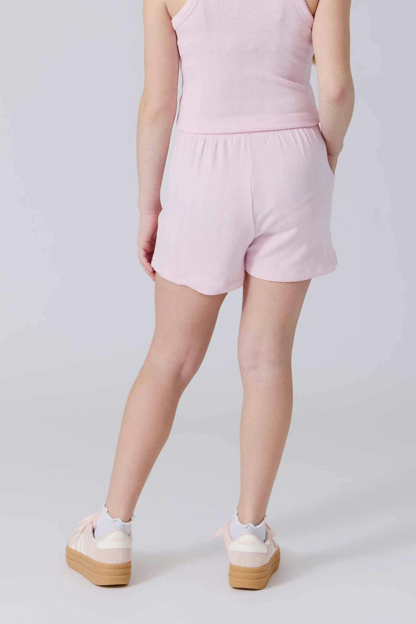 Girls Pointelle Short in Peony Pink