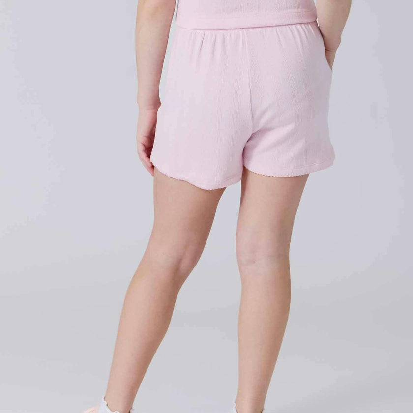Girls Pointelle Short in Peony Pink