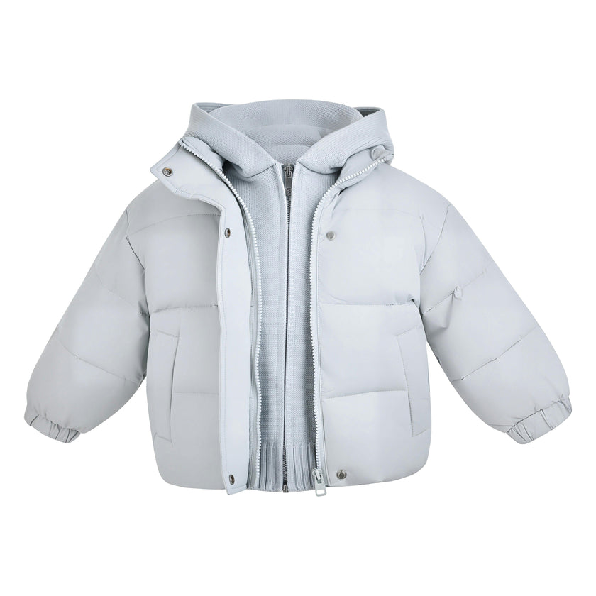 Blue Hooded Puffer Jacket