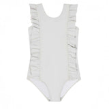 girls dove grey ruffle one piece