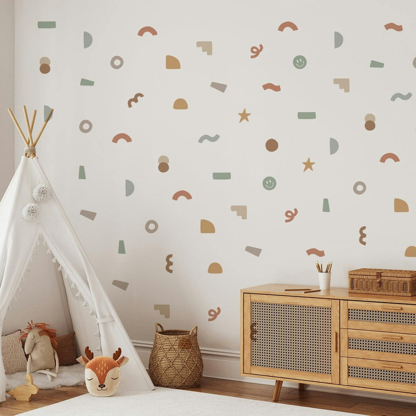 Peel & Stick Fabric Wall Stickers - Abstract Shapes (Earth