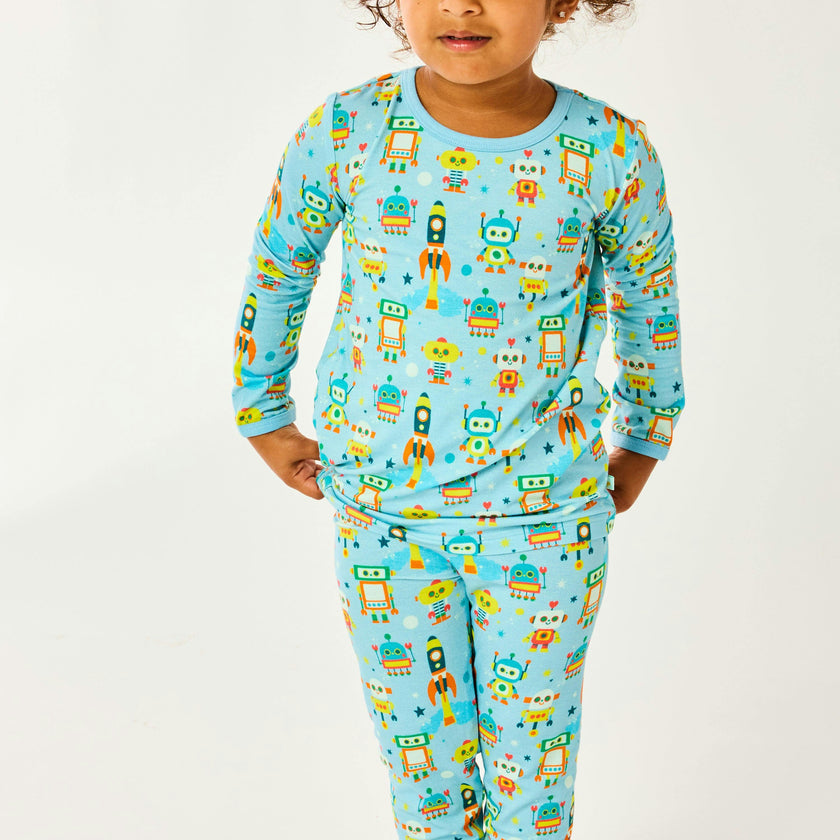 Long Sleeve Pajama Set - Robots
