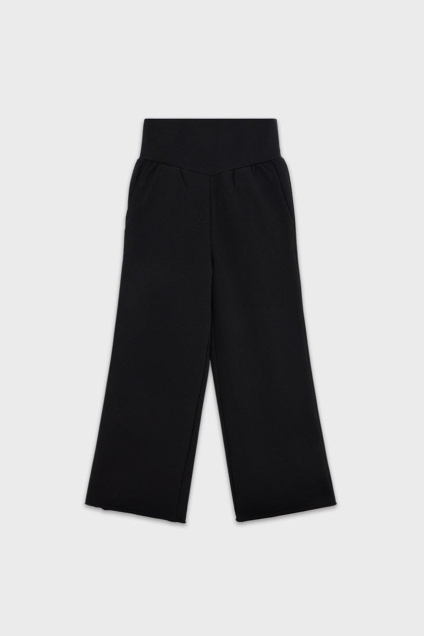Cotton High Waisted Wide Leg Sweatpant With Raw Hem