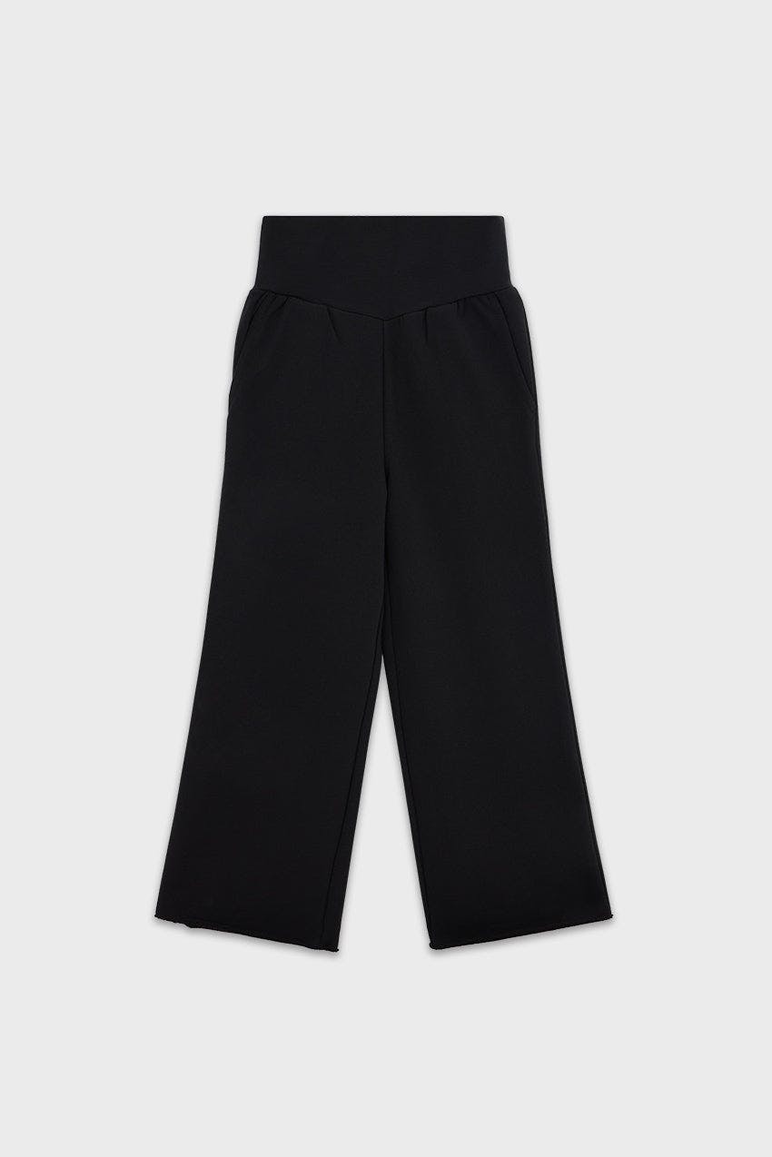 Cotton High Waisted Wide Leg Sweatpant With Raw Hem