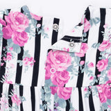Cabbage Rose Stripe - Ruffle Sleeve Snap Romper