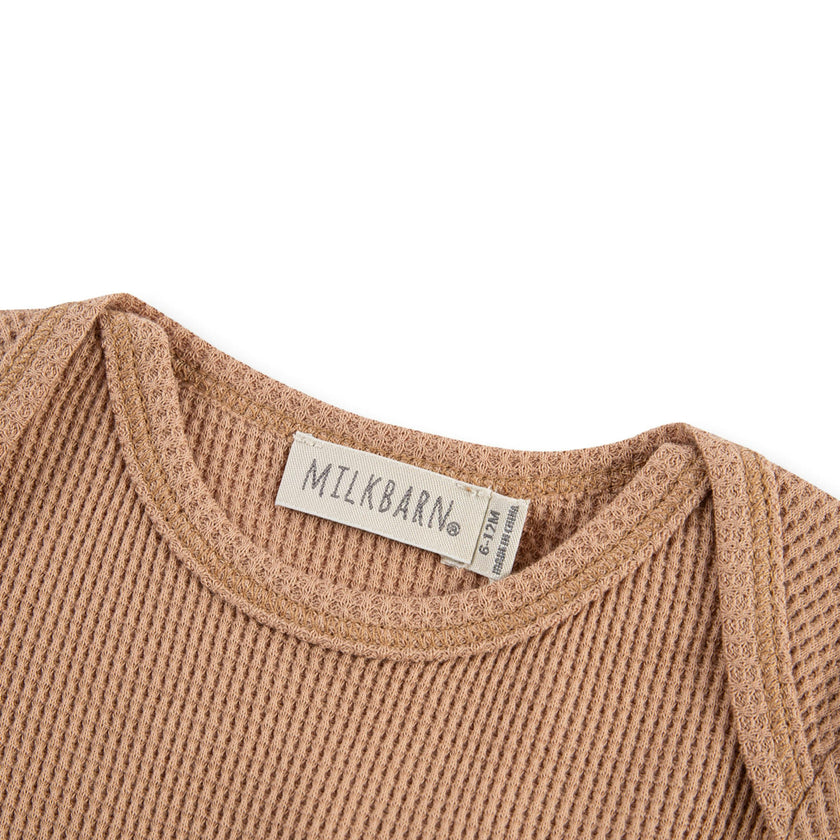 Tawny Rose Waffle Long Sleeve One Piece