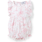 Baby's Twill Ruffled Romper in Pink Timeless Toile