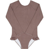girls cocoa gingham rashguard one piece