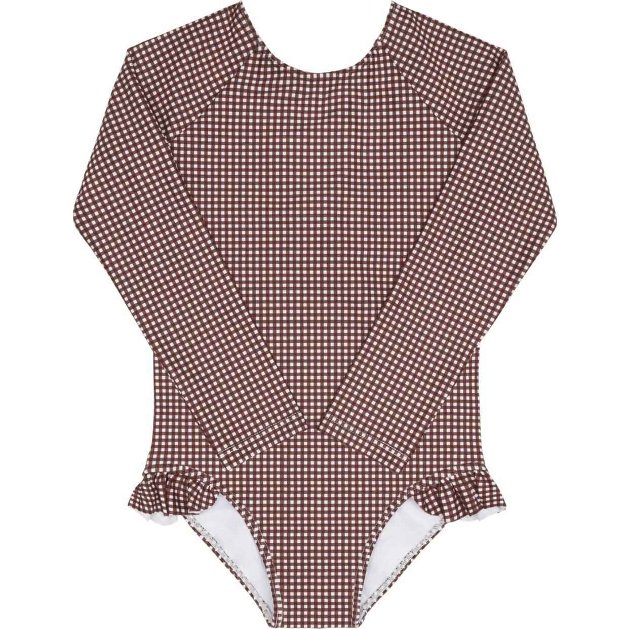 girls cocoa gingham rashguard one piece
