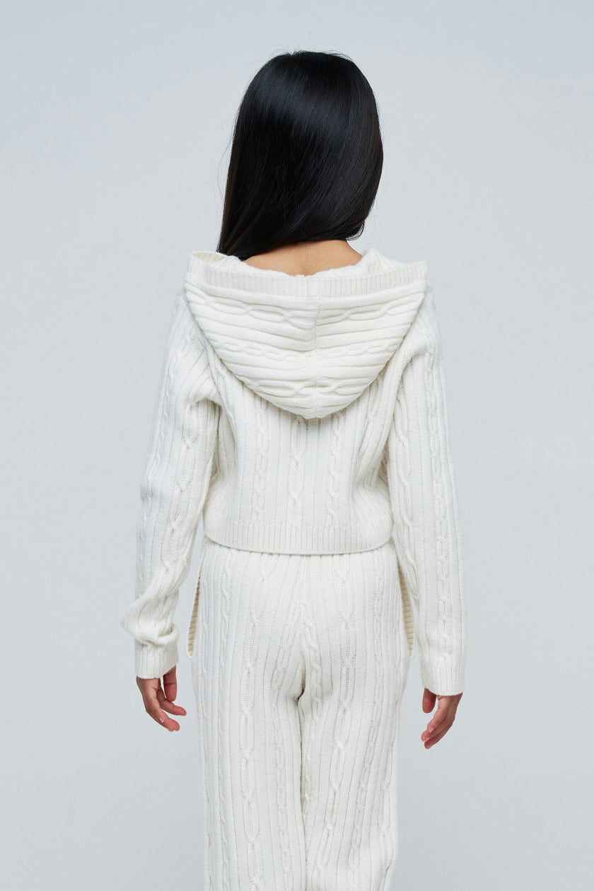 Cable Knit Cropped Hoodie