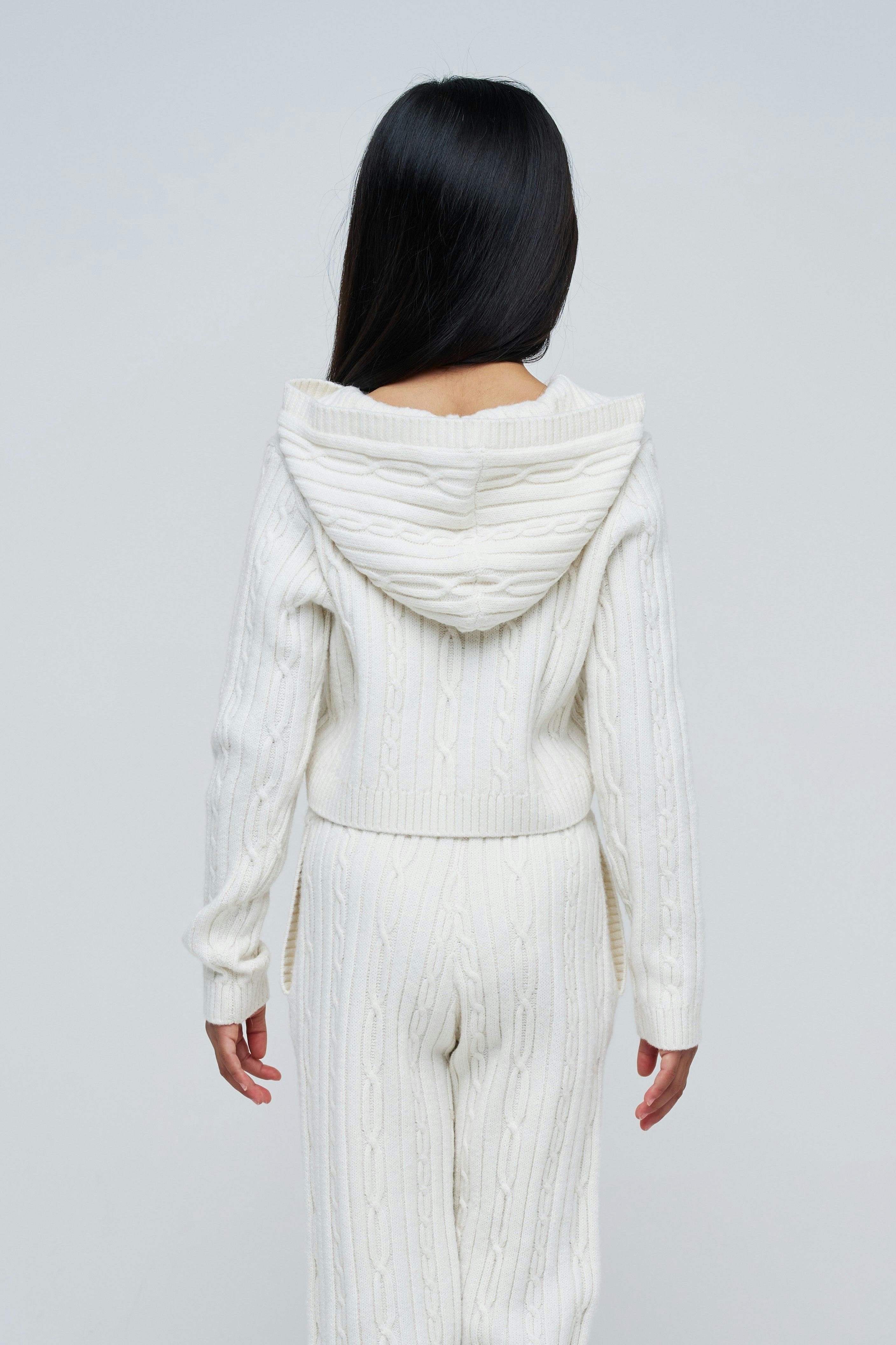 Cable Knit Cropped Hoodie