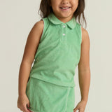girls gustavia green french terry tennis tank top and skort set