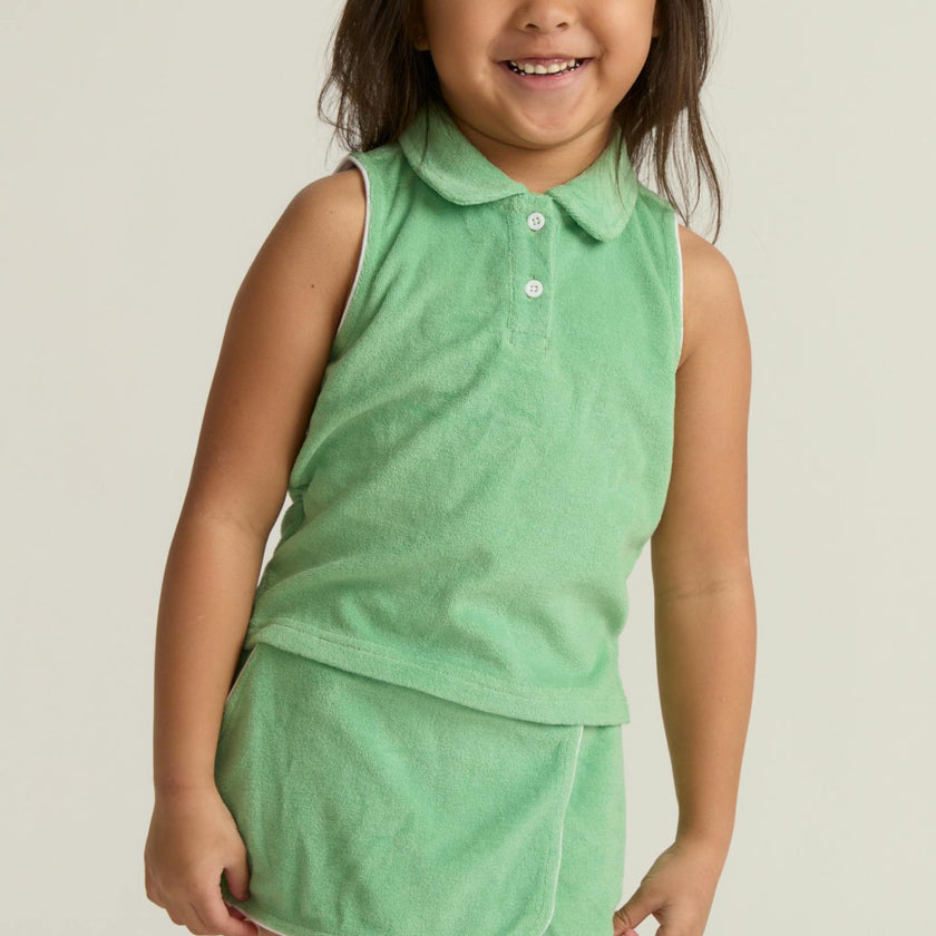 girls gustavia green french terry tennis tank top and skort set