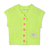 Neon Yellow Sleeveless Kids’ Cardigan