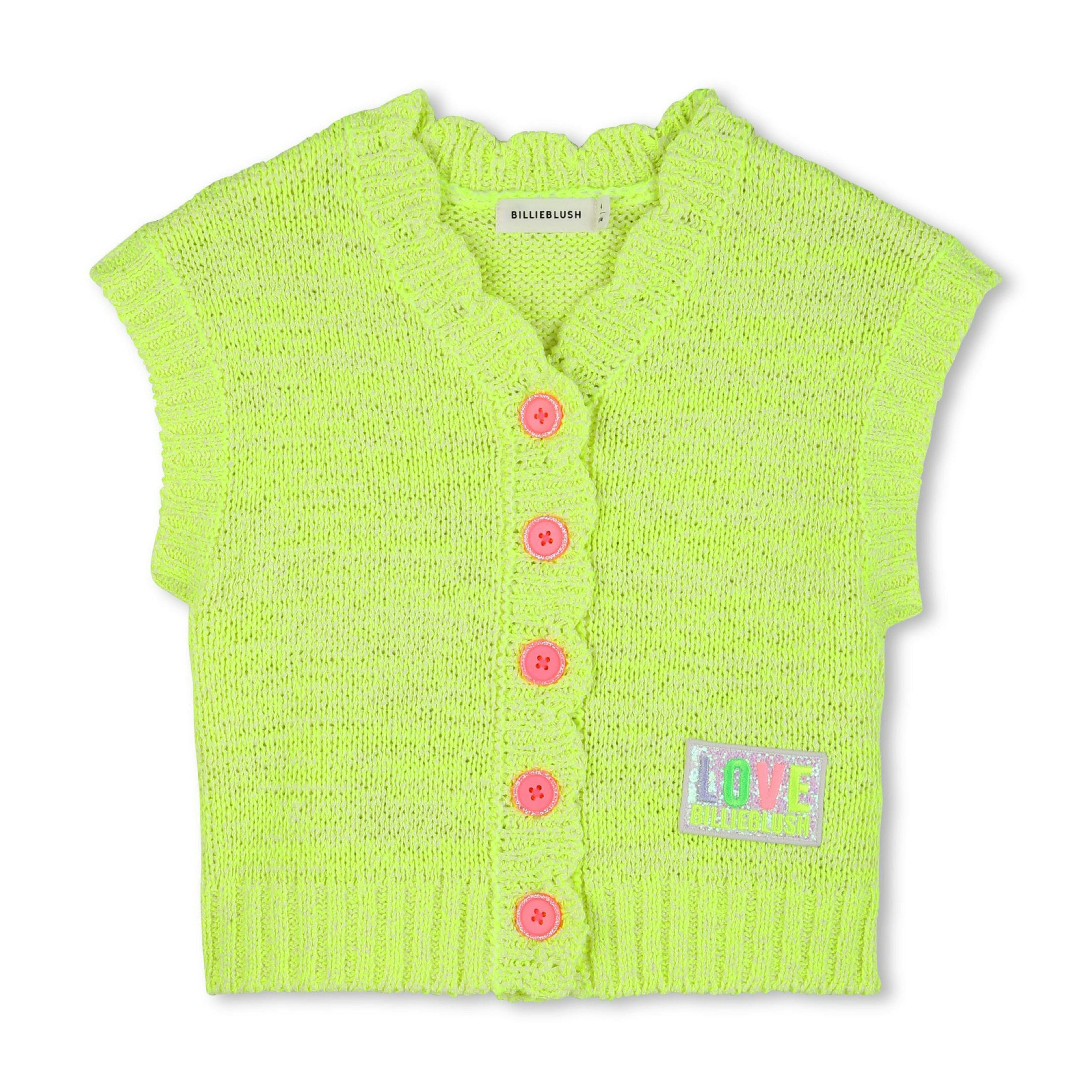 Neon Yellow Sleeveless Kids’ Cardigan