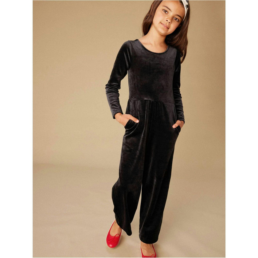 Just for Kicks Velour Jumpsuit, Black