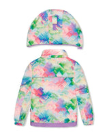 Two Piece Play Snowsuit Multicolored With A Diamond Pattern With Turquoise And Purple Pants