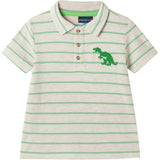 Boys Striped Waffle Polo Set | Oatmeal Dino
