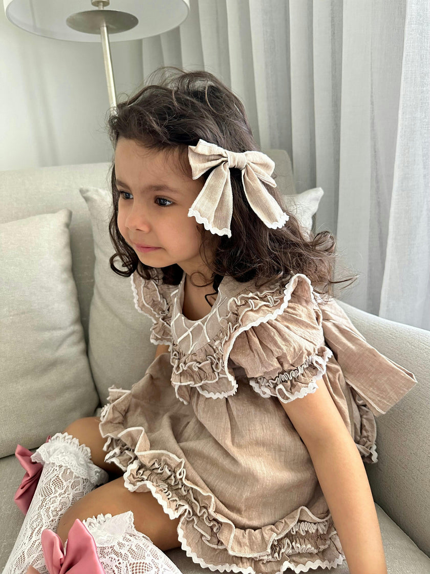 Ashlyn Linen Petite Hair Bow